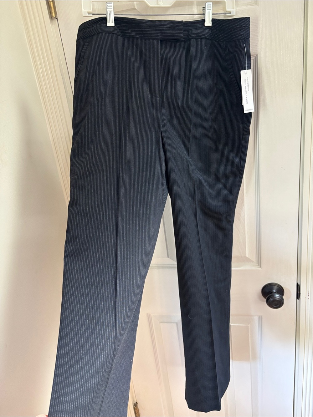 Larry Levine Black Pinstripe Women's Dress Trousers